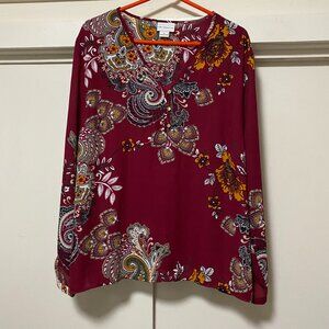 Liz Claiborne Red Paisley Blouse